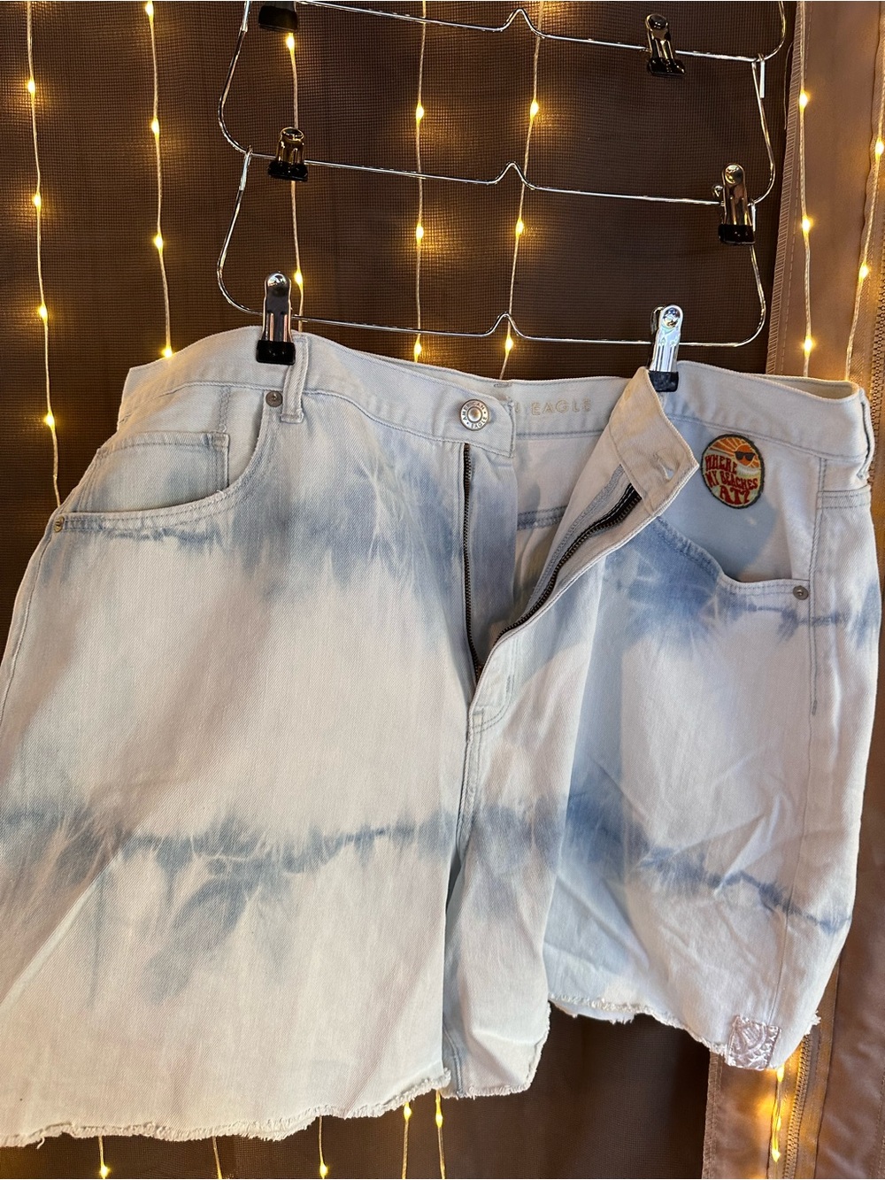 American Eagle Outfitters Light Blue Tie-Dye Denim Shorts